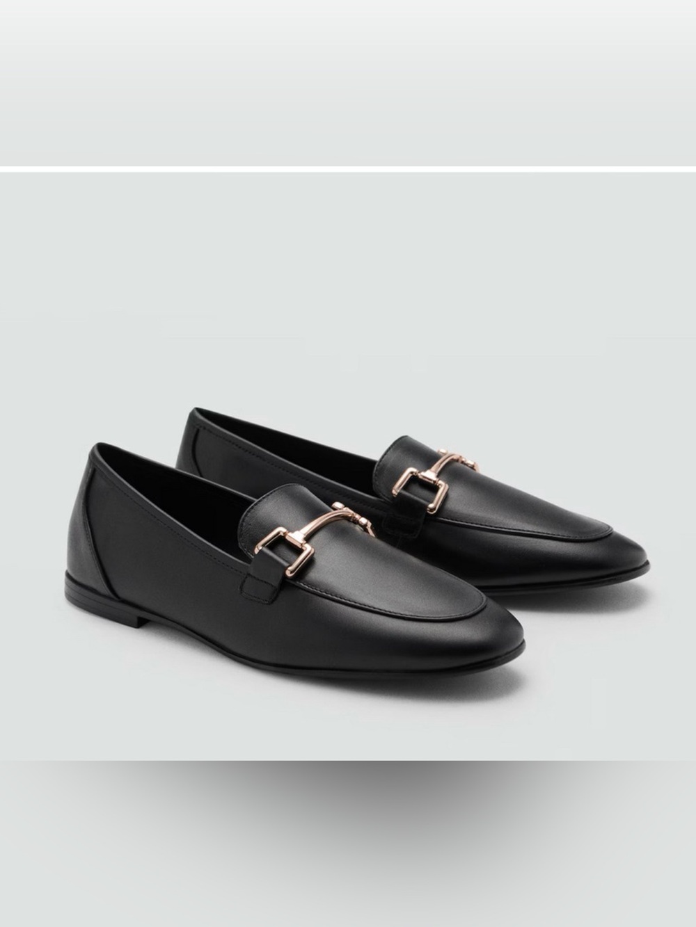 NEW MANGO MNG BLACK CASA LEATHER BUCKLE MOCCASINS LOAFERS SHOES SZ 41 US 9.5